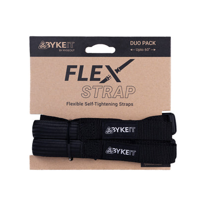 Black FLEX STRAP duo pack: two flexible self-tightening straps