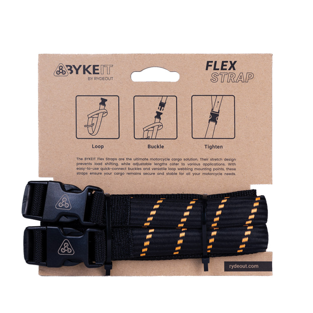 Black self-tightening strap with orange stripes, loop and buckle; duo pack