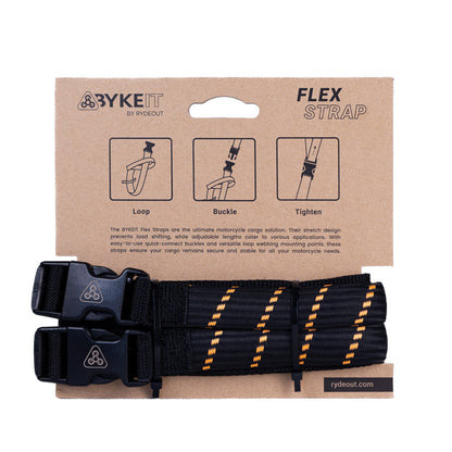 Black self-tightening strap with orange stripes, loop and buckle; duo pack