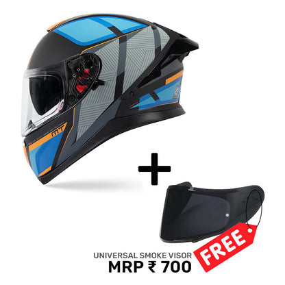 Thunder 3 Sv Pro Nova B2 - Motorcycle Riding Helmet + Visor (Gloss Black/Fluor Blue/Grey)