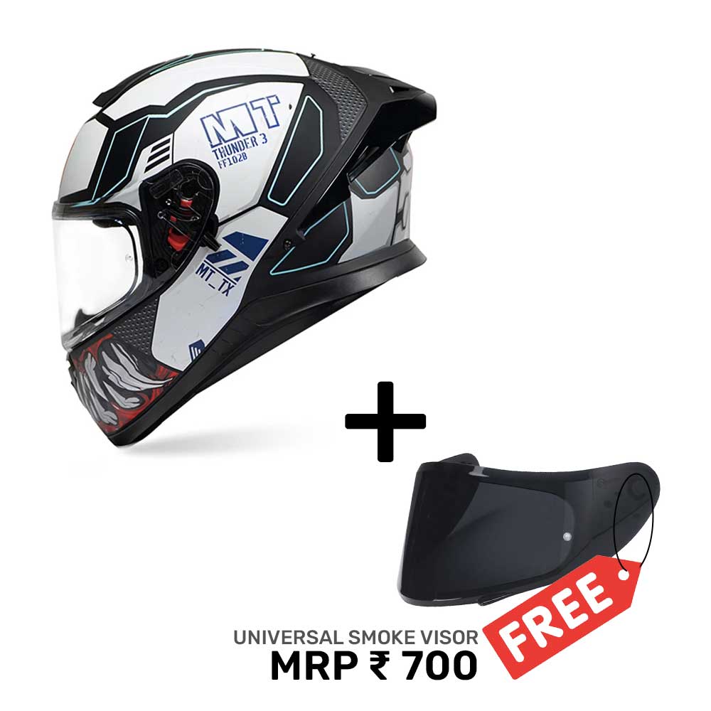 Thunder 3 Sv Pro T-X A7 - Motorcycle Riding Helmet + Visor (Gloss White/Black)