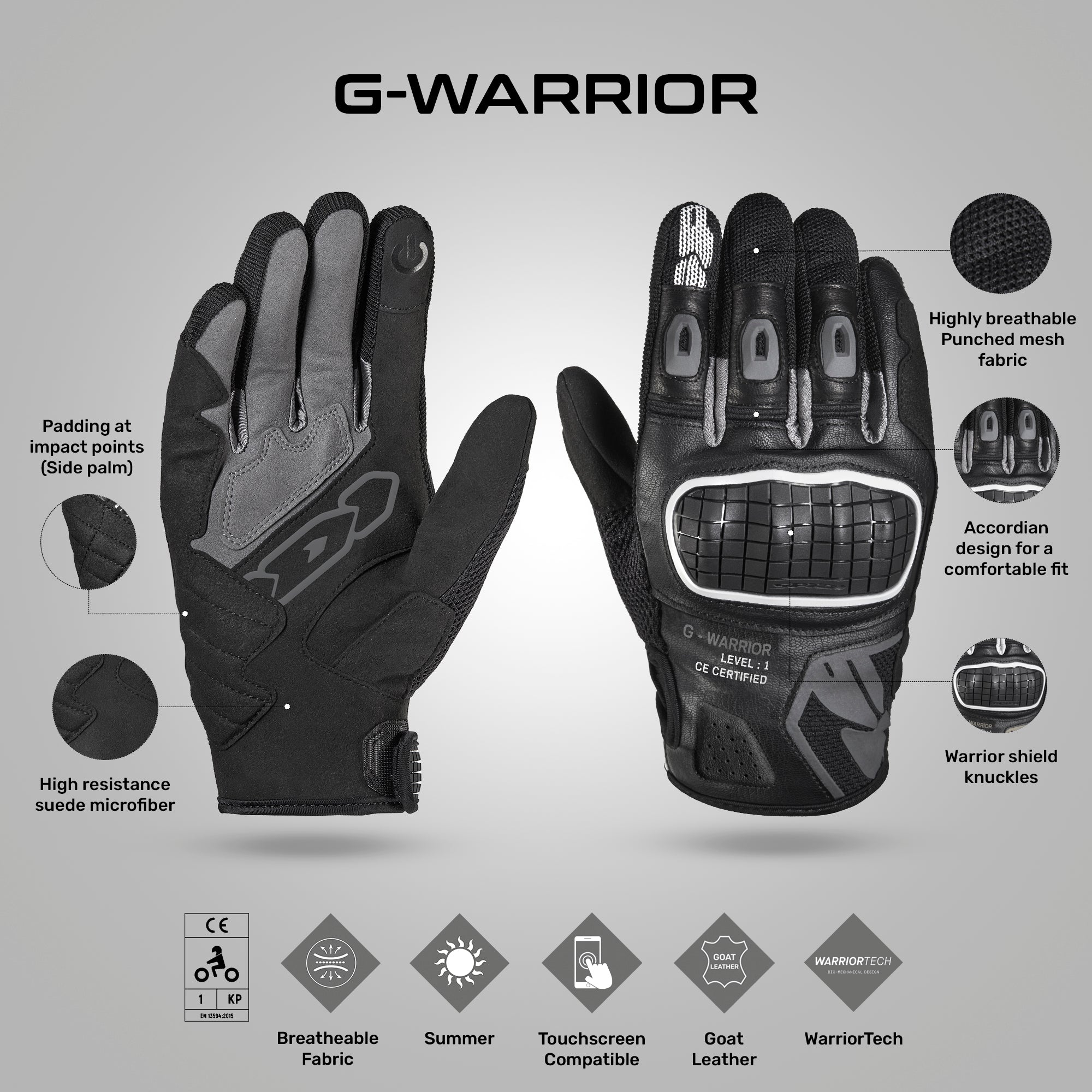 G-Warrior - Urban/Sport Riding Gloves – Reise Moto