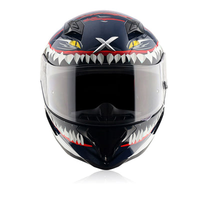 Hunter Shark - Motorcycle Riding Helmet (Blue/White)
