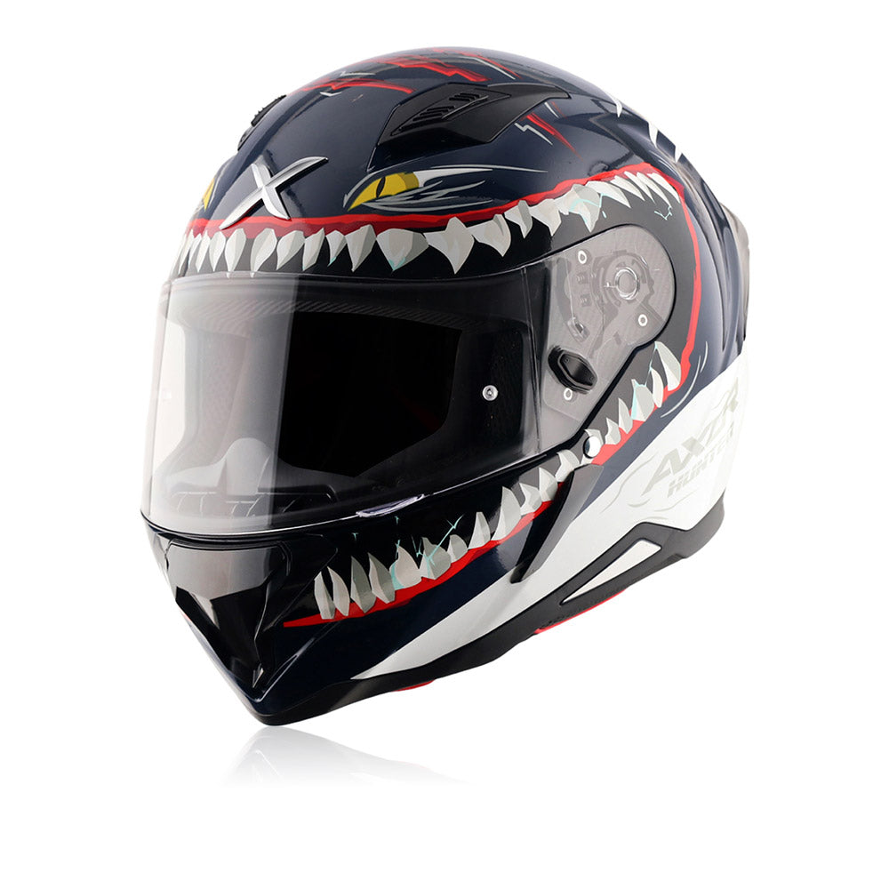 Hunter Shark - Motorcycle Riding Helmet (Blue/White)