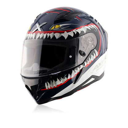 Hunter Shark - Motorcycle Riding Helmet (Blue/White)