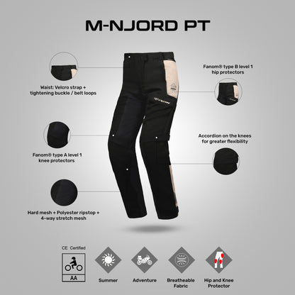 M -Njord - Motorcycle Adventure Riding Pants (Sand/Black/Red)