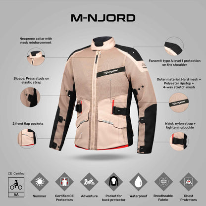 M-Njord - Adventure Touring Jacket (Sand / Black/ Red)