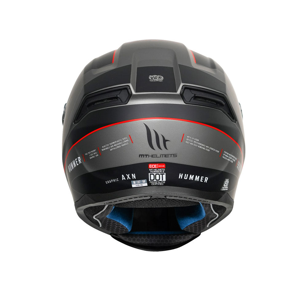 Hummer Axn C15 - Motorcycle Riding Helmet (Gloss Black/Grey)