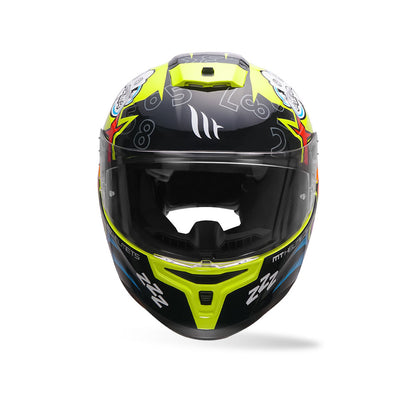 Hummer Braap A3 - Motorcycle Riding Helmet (Fluor Yellow/Black/Red)