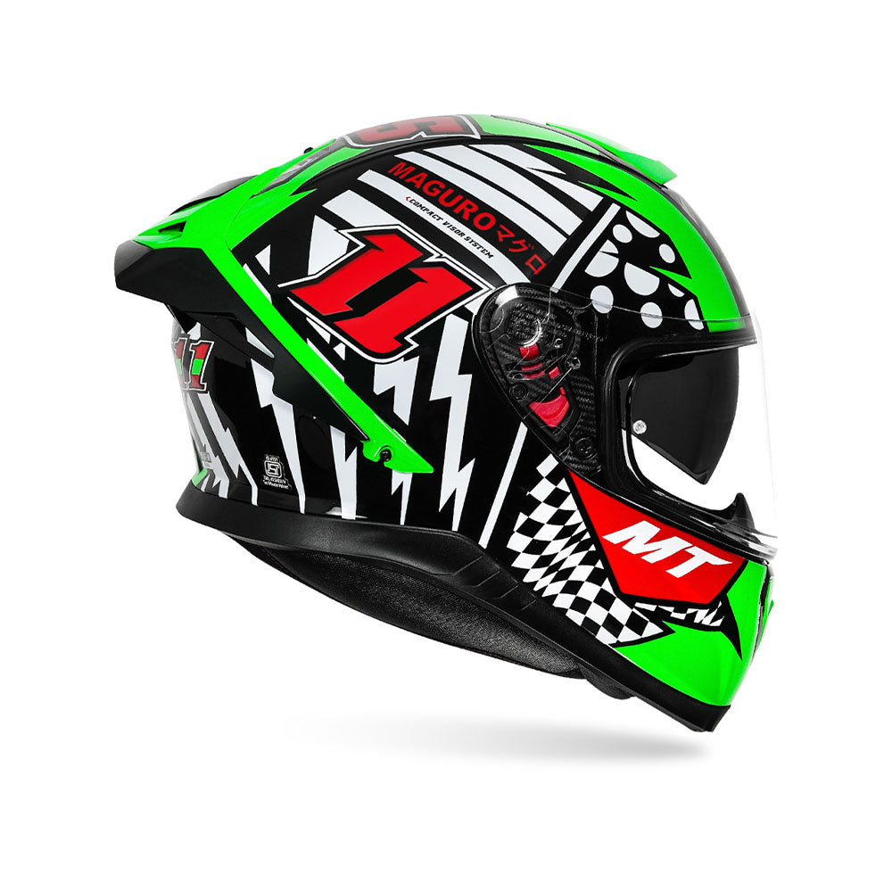 Thunder 3 SV Pro Sergio Garcia - Motorcycle Riding Helmet (Gloss Green/White)