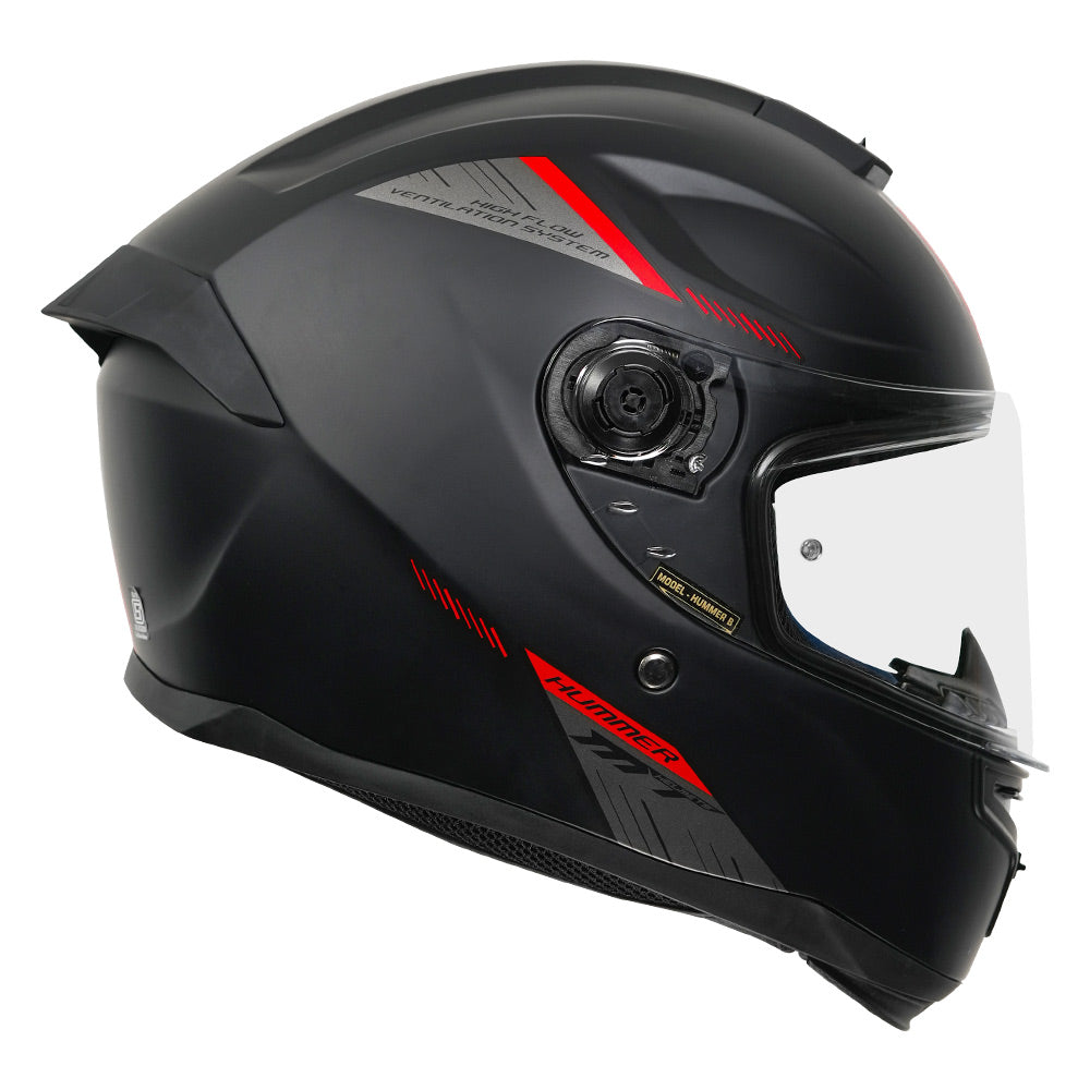 Hummer B Solid A1 - Motorcycle Riding Helmet (Gloss Black)