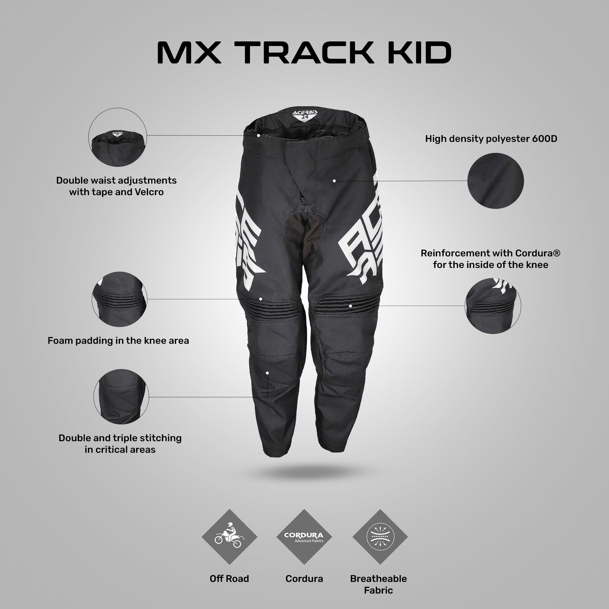 MX Track Kid's - Off Road Motorcycle Riding Pants (Black) – ReiseMoto