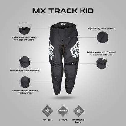 MX Track Kid's - Off Road Motorcycle Riding Pants (Black)