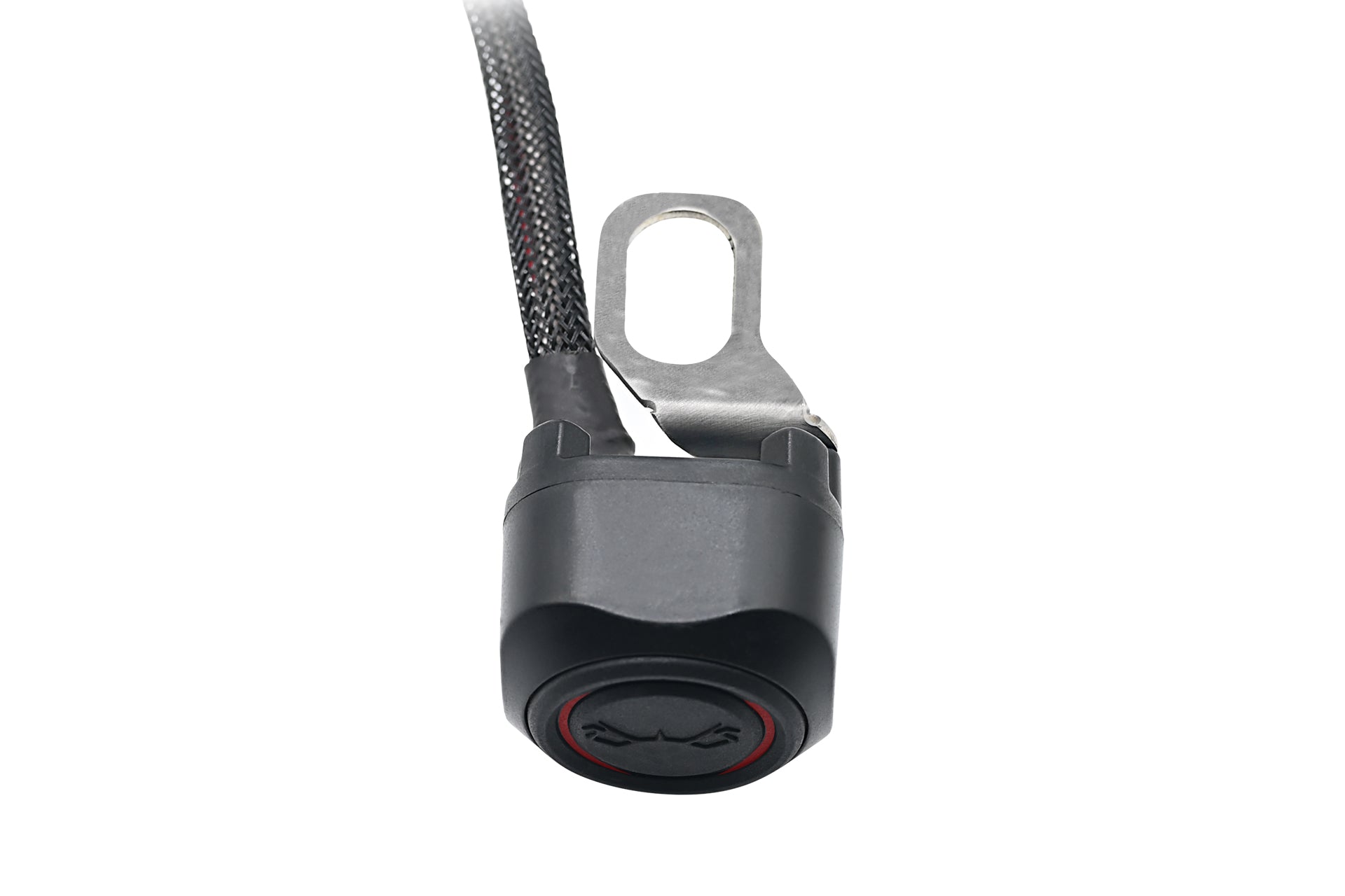 Black switch module with braided cable and metal mounting plate