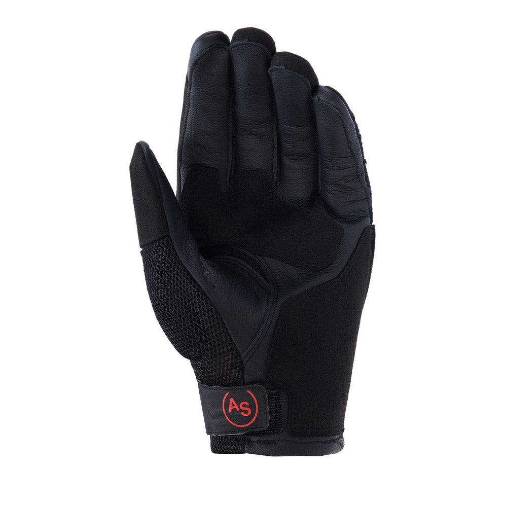 Alpinestars black air motorcycle gloves, padded palm with red logo patch