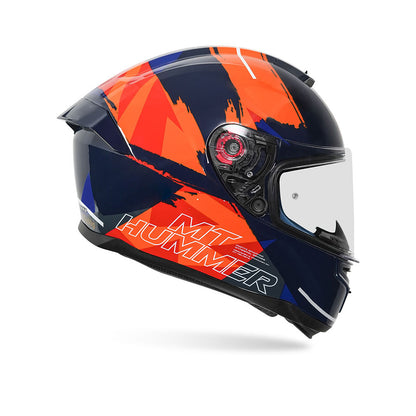 Hummer Monti C7 - Motorcycle Riding Helmet + Visor  (Gloss Black/Orange/Blue)