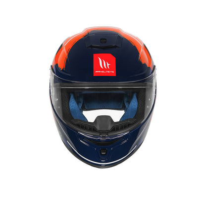 Hummer Monti C7 - Motorcycle Riding Helmet + Visor  (Gloss Black/Orange/Blue)