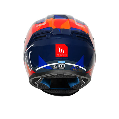 Hummer Monti C7 - Motorcycle Riding Helmet + Visor  (Gloss Black/Orange/Blue)