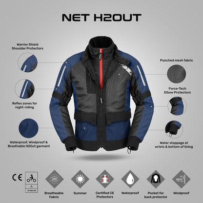 Net H2Out - All Weather Riding Jacket (Black/Blue)