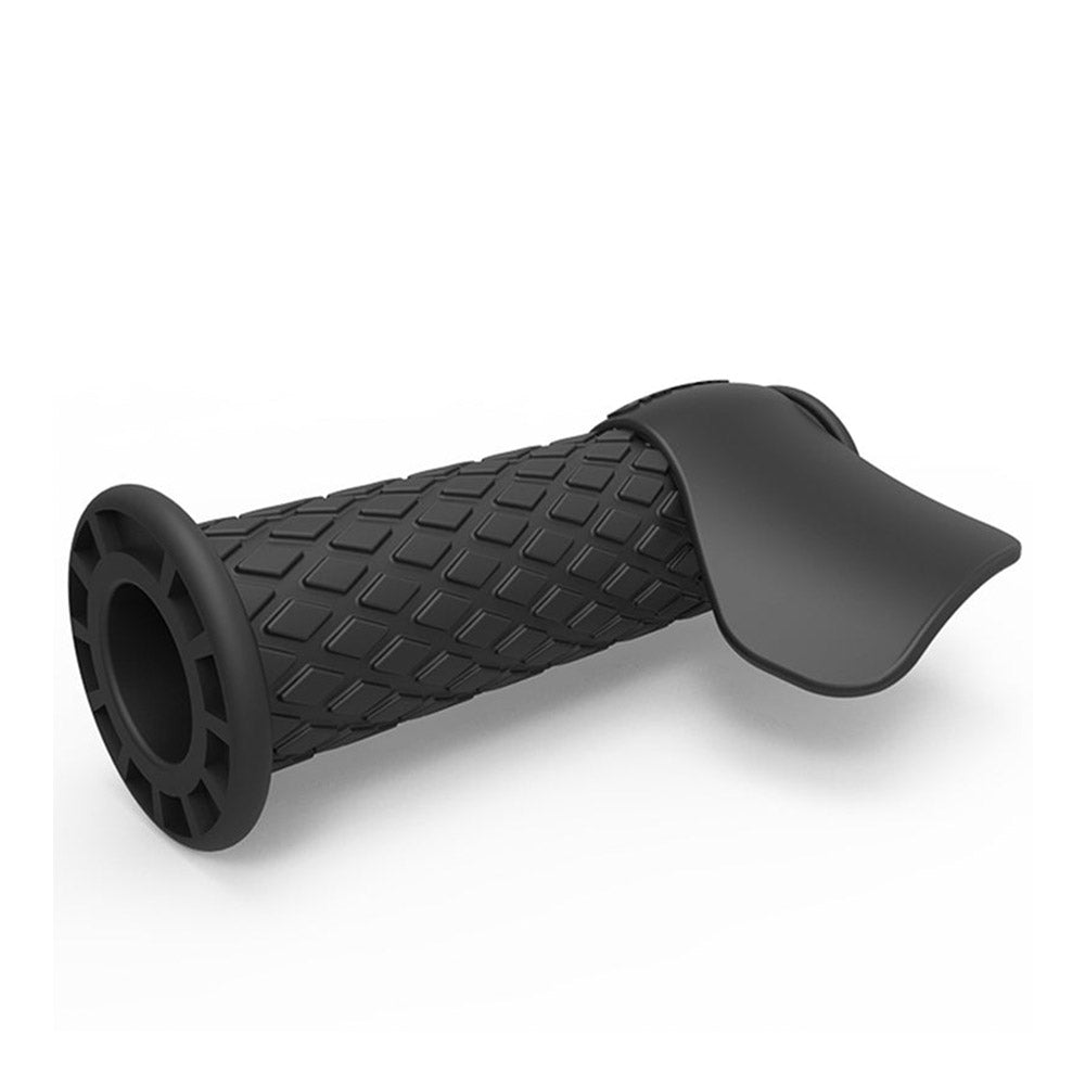 Black anti-fatigue throttle assist device with textured grip and curved handle cover
