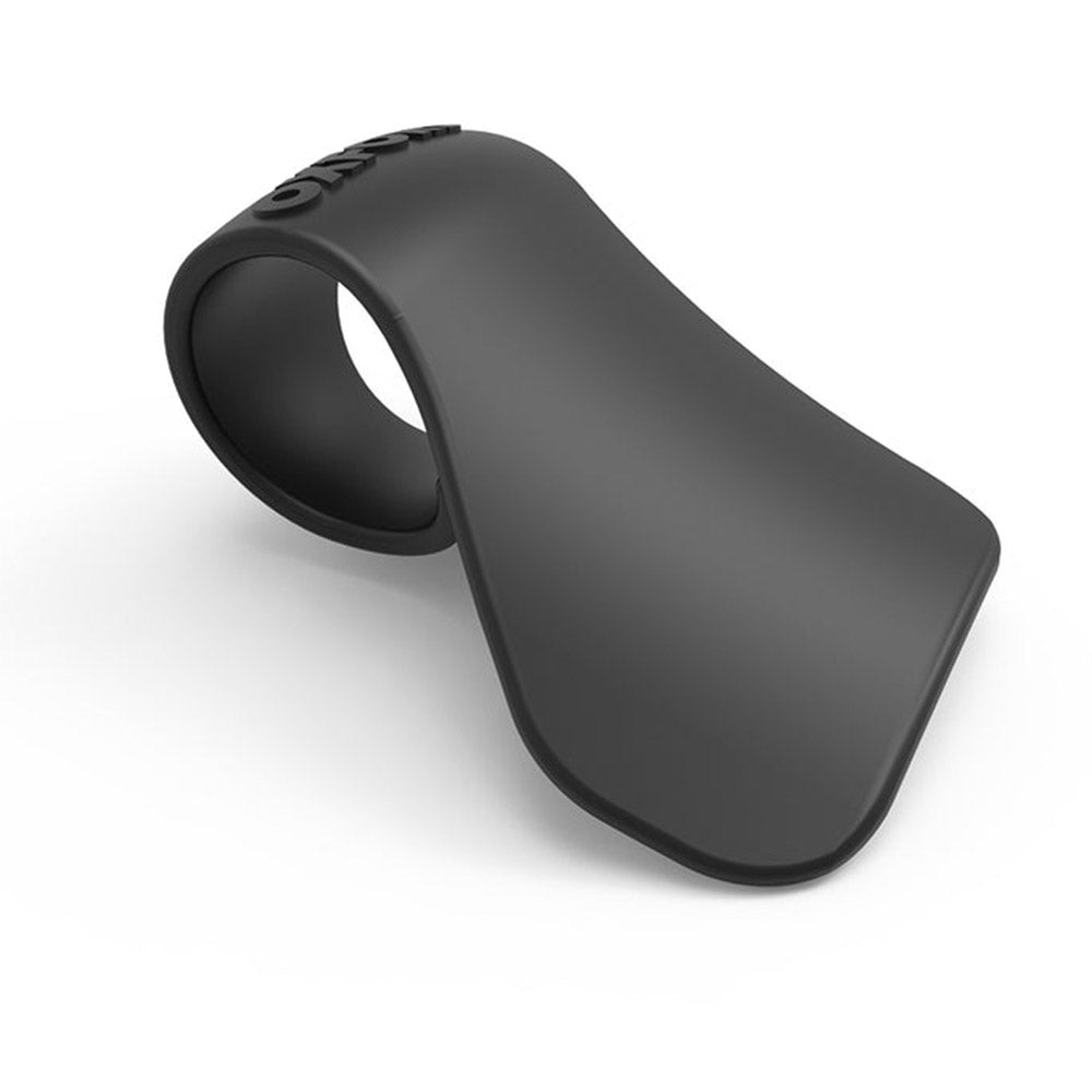 Black anti-fatigue throttle assist grip for motorcycle handlebars with curved cover