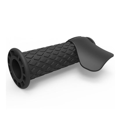 Black textured throttle assist grip with curved guard and open circular end