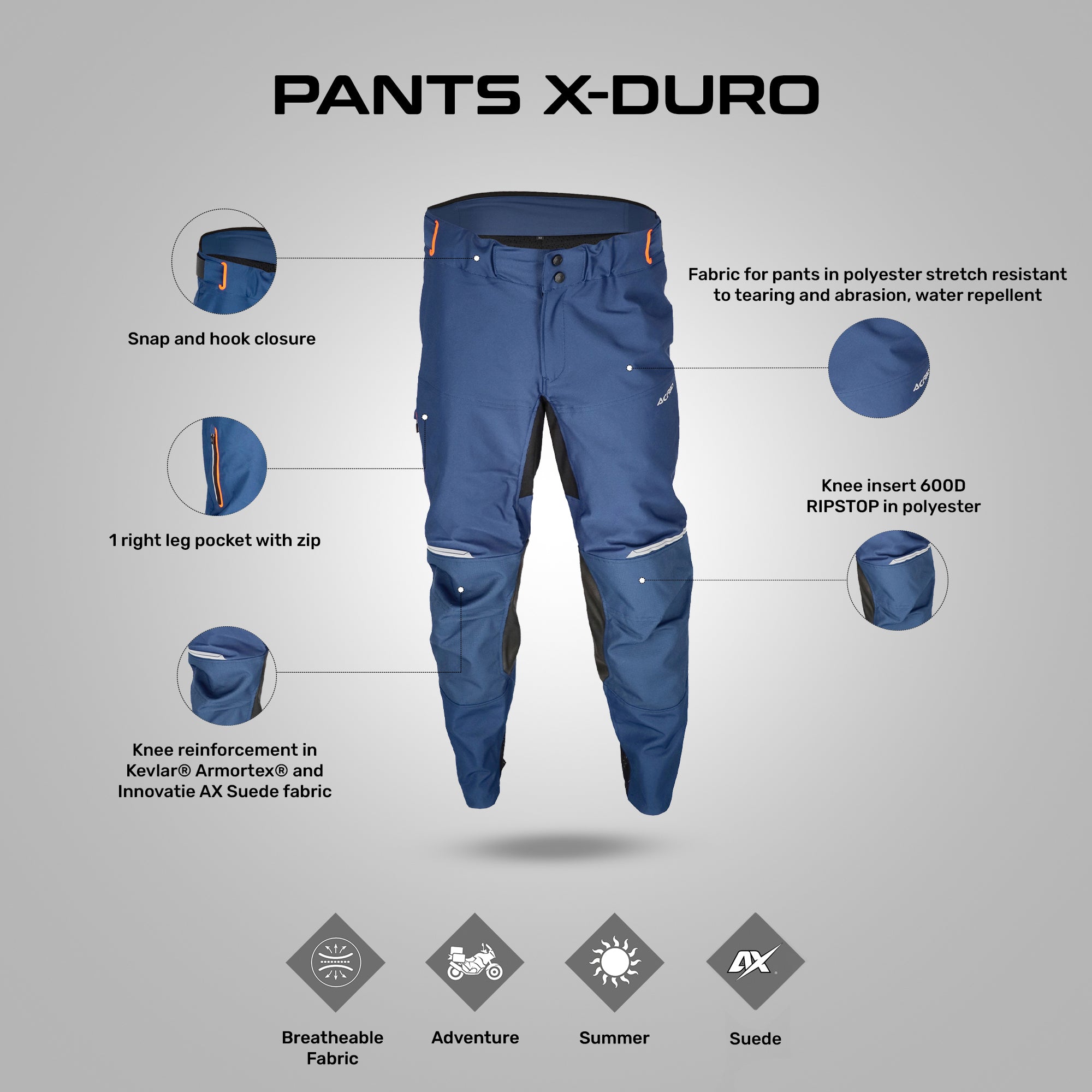 Acerbis X-Duro Blue/Black Riding Pant – Reise Moto