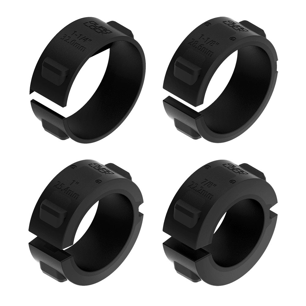 Black motorcycle handlebar mount bar spacers, pair of spacer rings with tabs