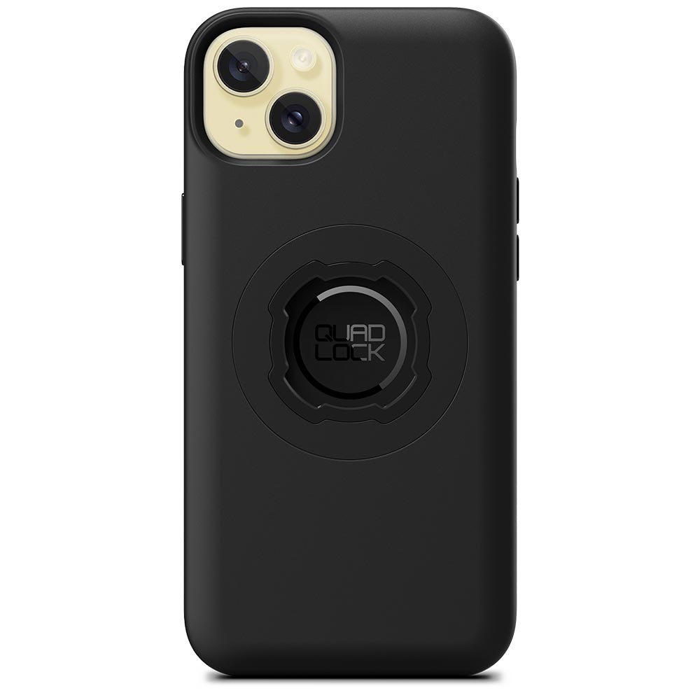 Black MAG case for iPhone 15 Plus with circular Quad Lock mount