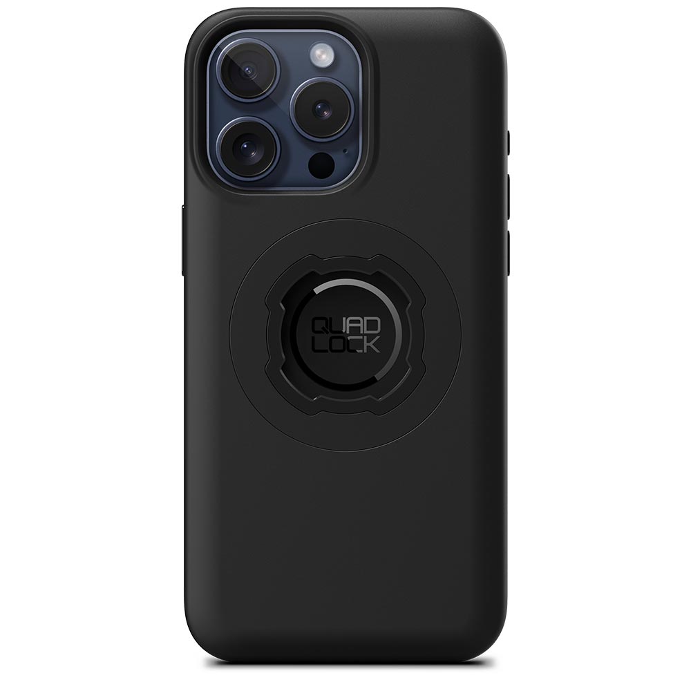 Black iPhone 15 Pro Max MAG case with circular Quad Lock magnetic badge