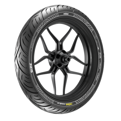 traceR front tube tyre with black spoked wheel rim, molded tread lines