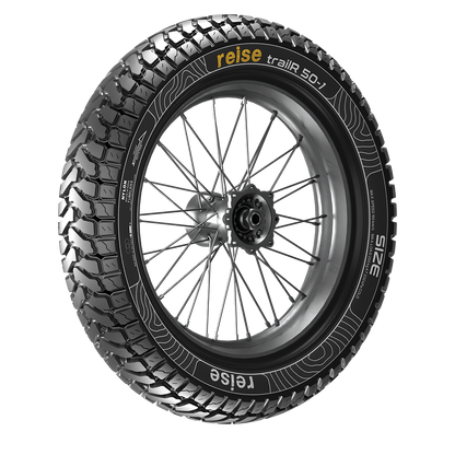 trailR 50-01 front tube tyre on spoked wheel with black knobby tread