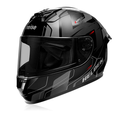 Helden - Motorcycle Riding Helmet (Grey/Black Gloss)