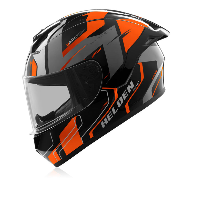 Helden Helmet - Orange / Black Gloss
