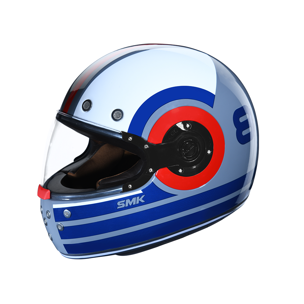 SMK Retro Ranko Gloss Grey Helmet - Main Image