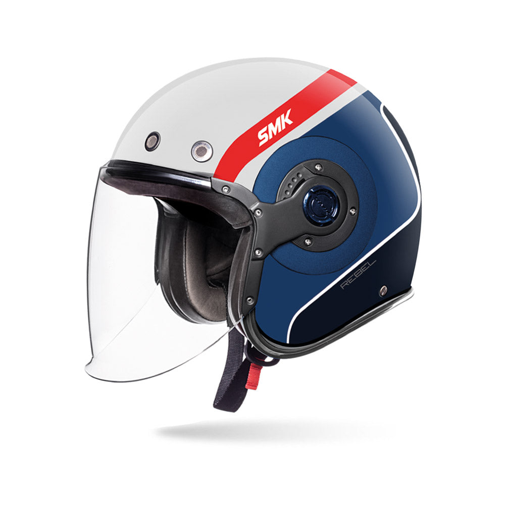 Retro Jet Rebel GL153 - Motorcycle Riding Helmet (White/Blue)