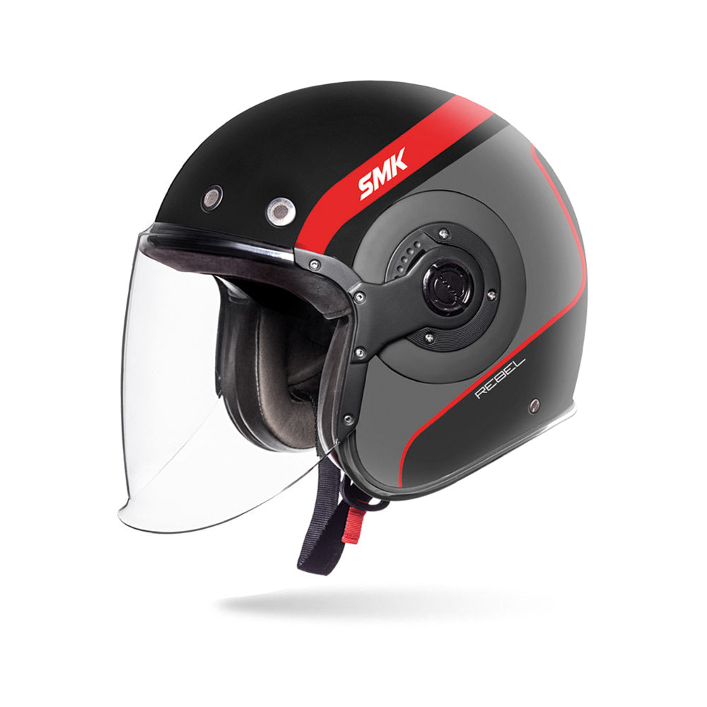 Retro Jet Rebel MA263 - Motorcycle Riding Helmet (Black/Grey)