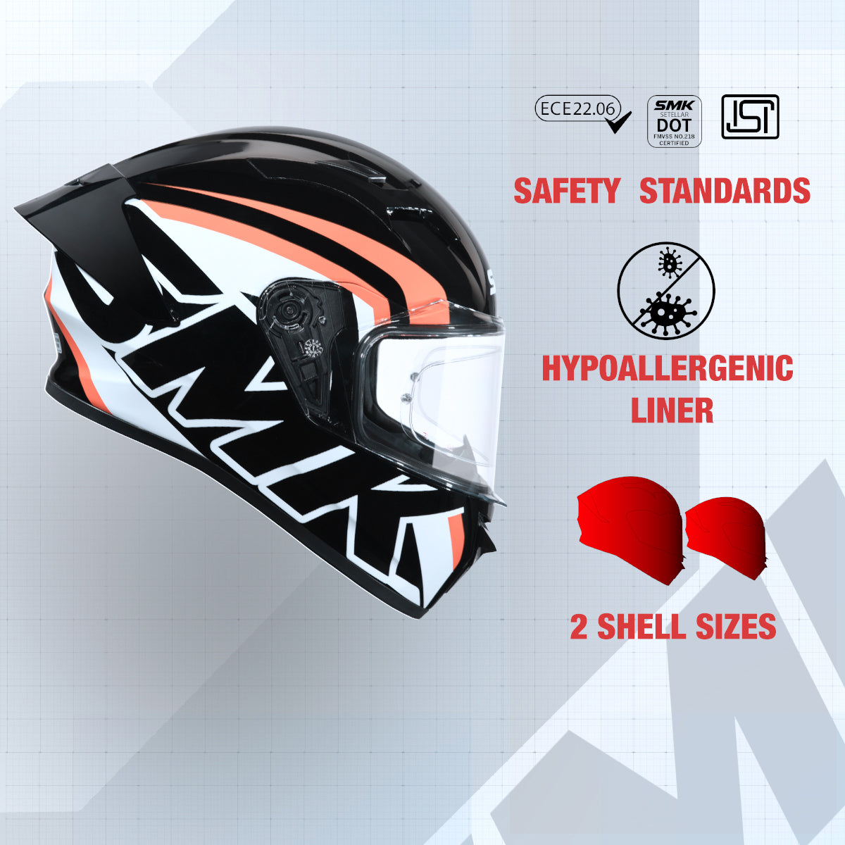 Stellar Stage MA217 - Motorcycle Riding Helmet (Matt Black)