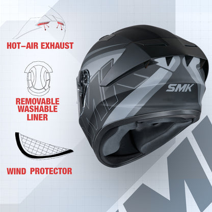 Stellar Stage MA262 - Motorcycle Riding Helmet (Matt Black)