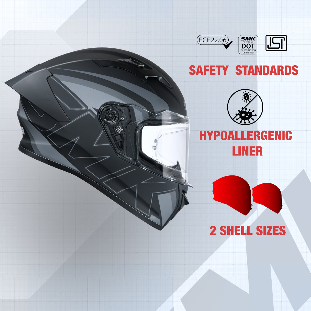 Stellar Stage MA262 - Motorcycle Riding Helmet (Matt Black)