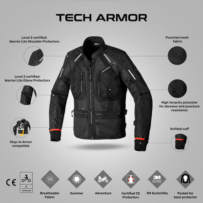 Tech Armour - CE Certified Summer Riding Jacket (Black)