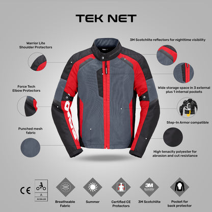 Tek Net - Summer Adventure Touring Jacket (Red)