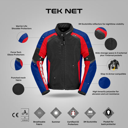 Tek Net - Summer Adventure Touring Jacket (Black/Blue/Red)