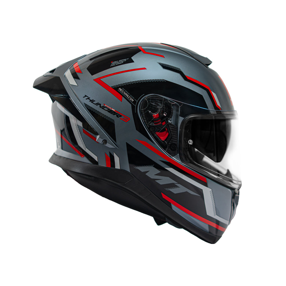 Thunder 3 Sv Pro Blaze C2 - Motorcycle Riding Helmet (Gloss Grey/Black/Red)