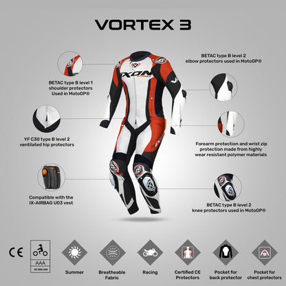 Vortex 3- CE Certified Class AAA Leather Racing Suit