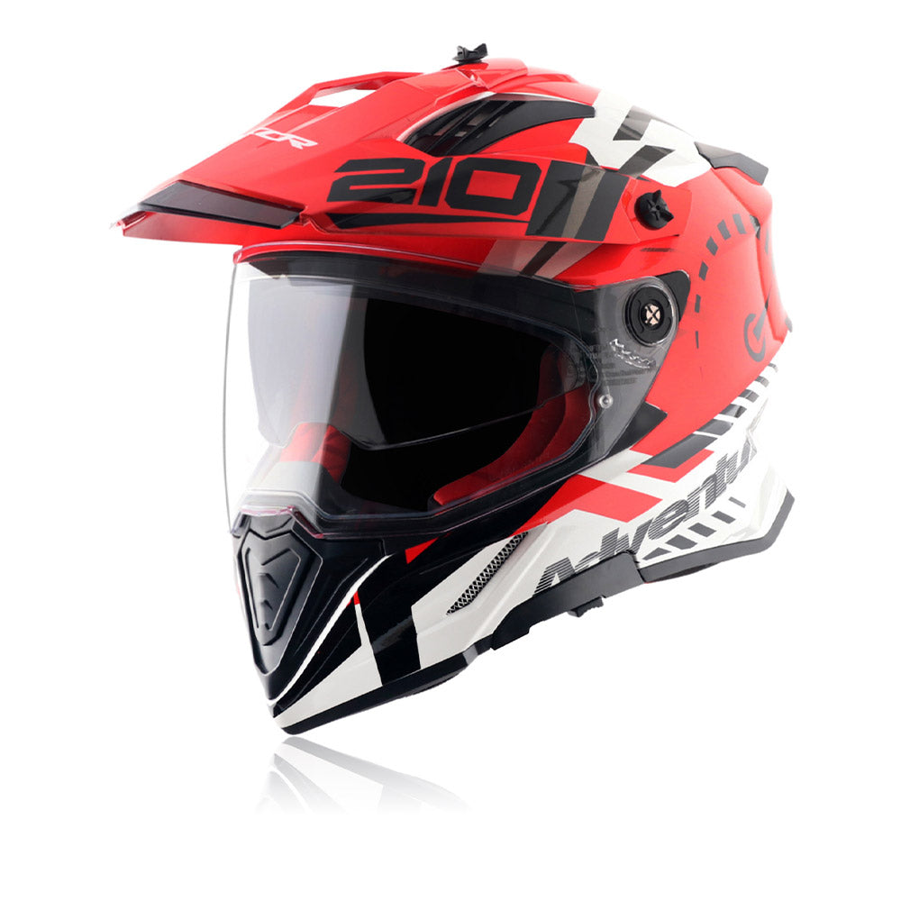 X-Cross Speedometer - Dual Visor Off Road Riding Helmet (White/Red)