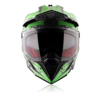 X-Cross Flash - Dual Visor Off Road Riding Helmet (Cool Grey/Green)