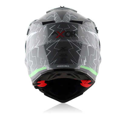 X-Cross Flash - Dual Visor Off Road Riding Helmet (Cool Grey/Green)