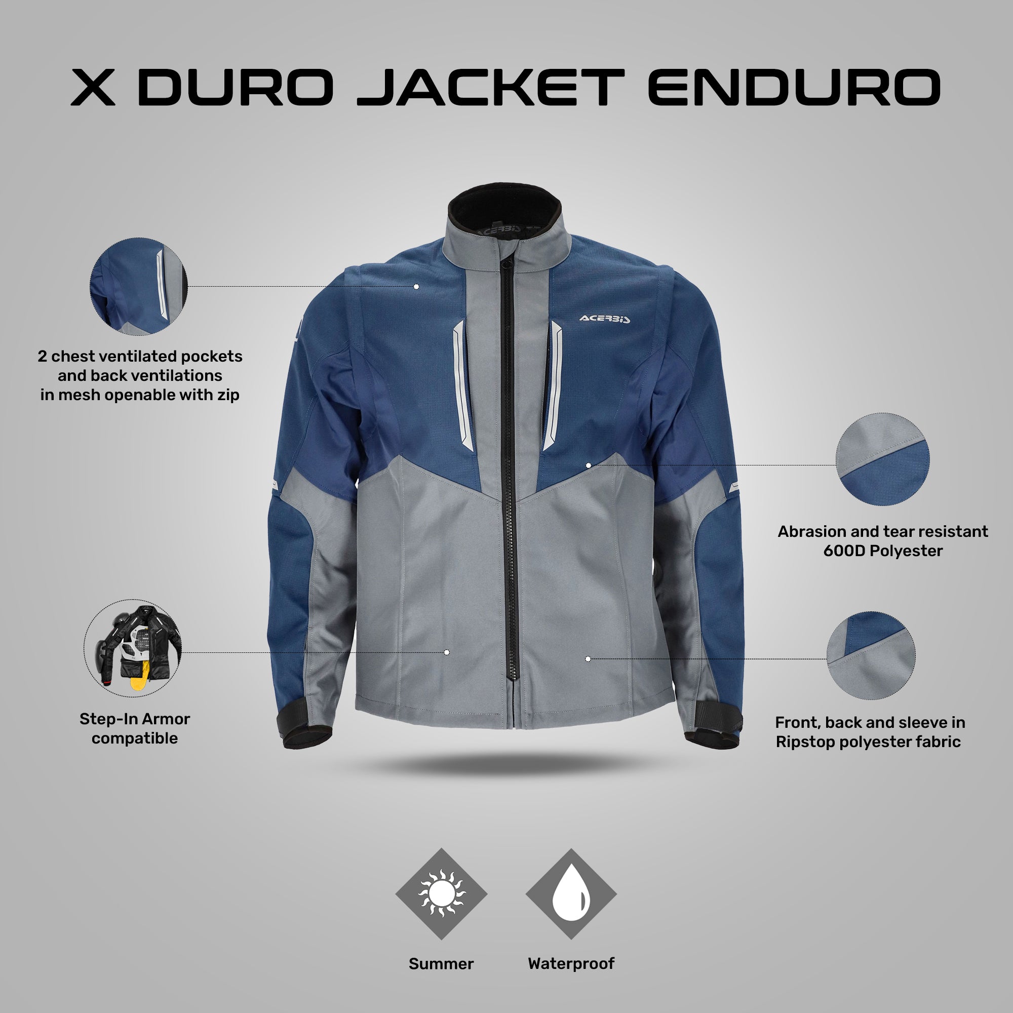 X-Duro Jacket Enduro - Blue/Grey