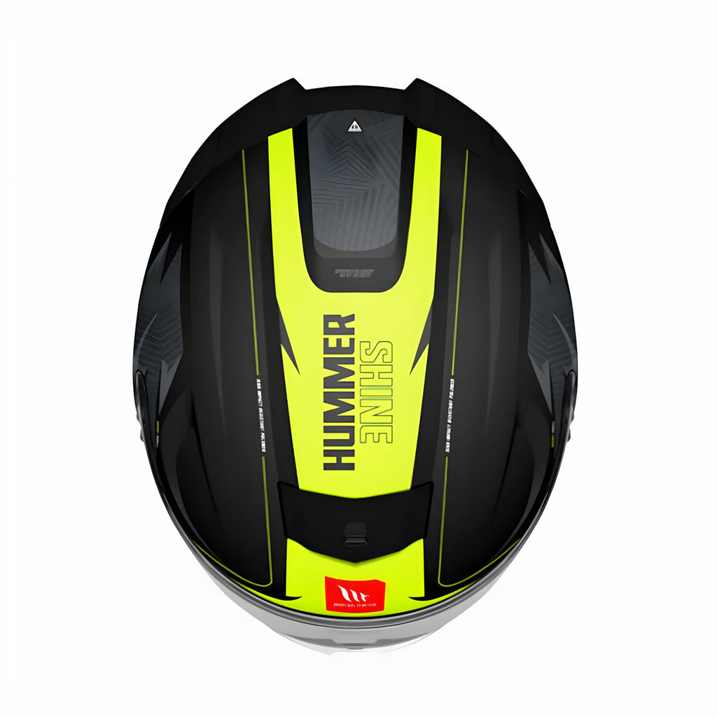 Hummer Shine B3 - Motorcycle Riding Helmet (Gloss Black/Fluor Yellow)